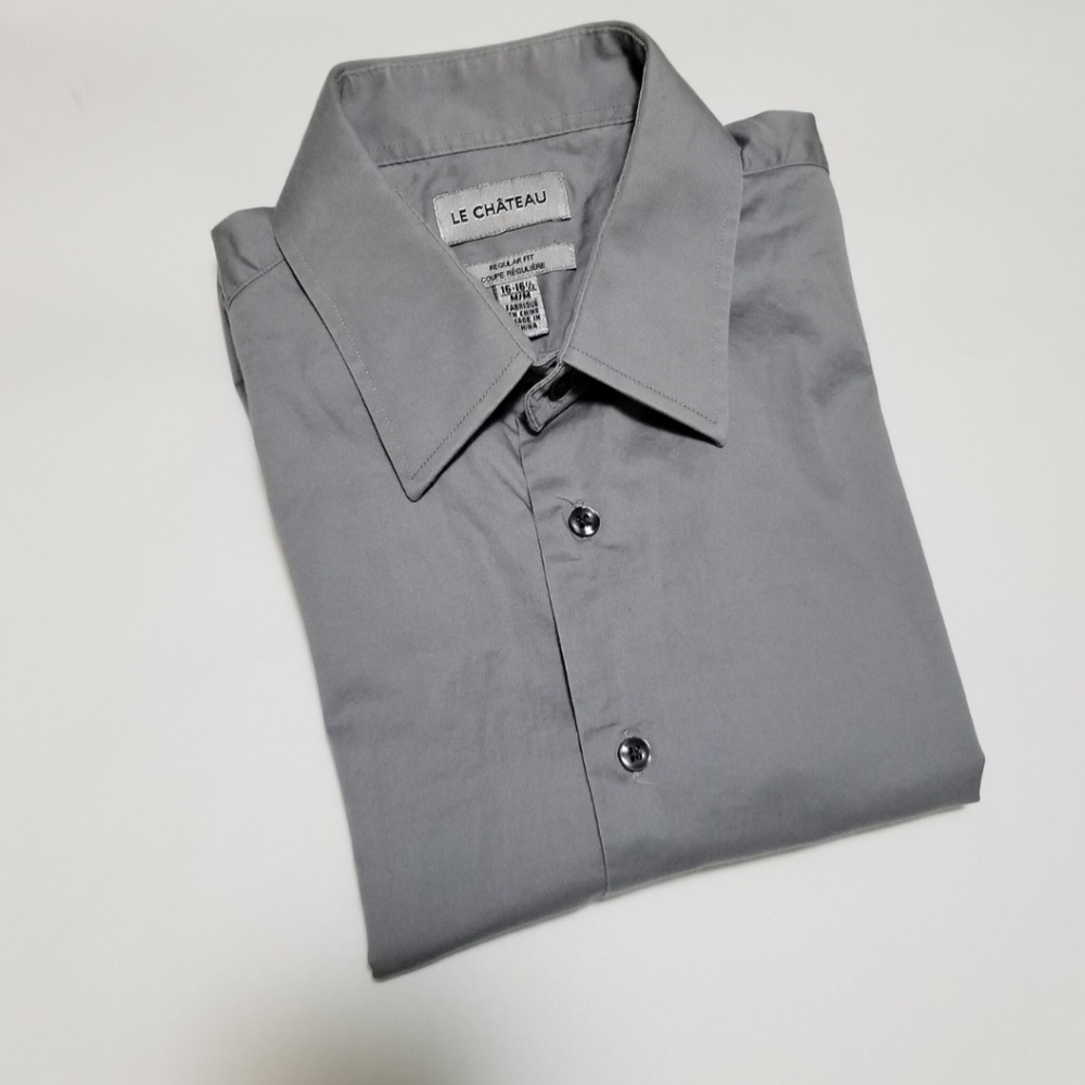 Le Chateau Men's Silver Long Sleeve Dress Shirt
